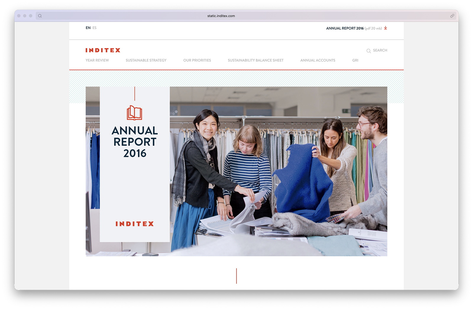 Inditex — Memoria Anual 2016, edición digital